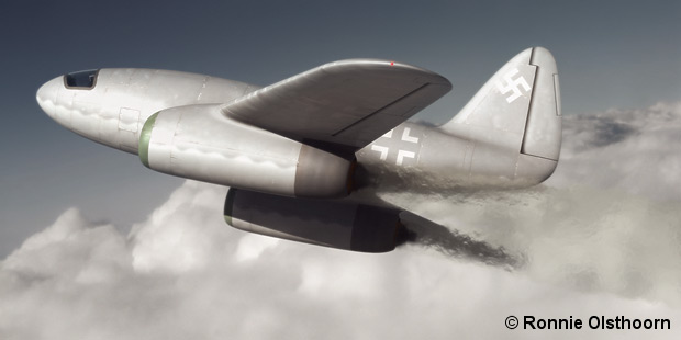 The Hs P 122 high altitude bomber at full throttle