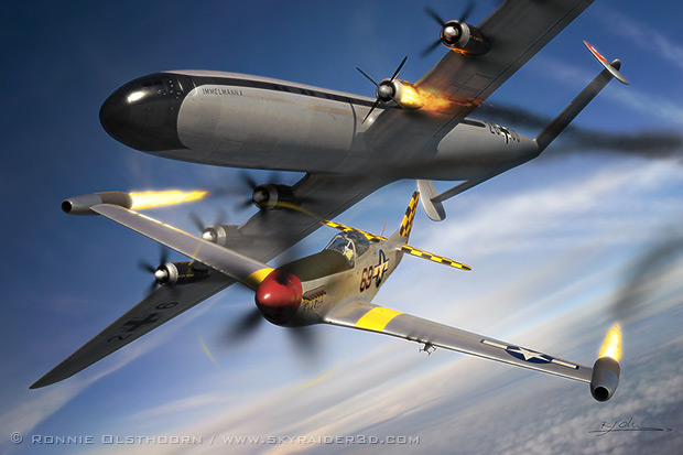 Immelmann V intercepted by a ramjet-equipped Mustang