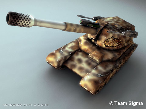 Leopard tank with mortar-style cannon and twin sniper guns