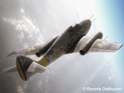 A Romanian Me P 1070 banks steeply into the sun