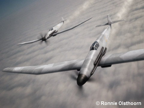 A rotte of Me P 1091a Stuffe III high-altitude fighters