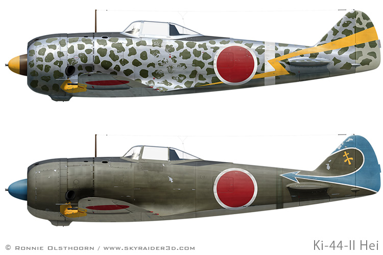 Ki-44-II Hei side profile views
