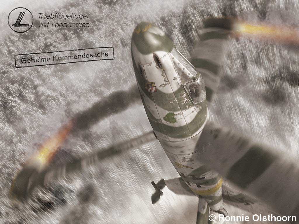 Triebfl�gelj�ger taking off from a snow-covered forest